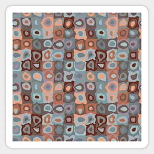 Arizona Turquoise - Retro Geometric Wobbly Square Grid Pattern Sticker